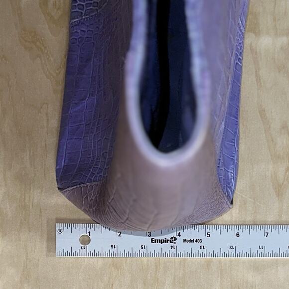 Express Genuine Leather Croc Embossed Purple Tote Bag Handbag Purse - Picture 8 of 8